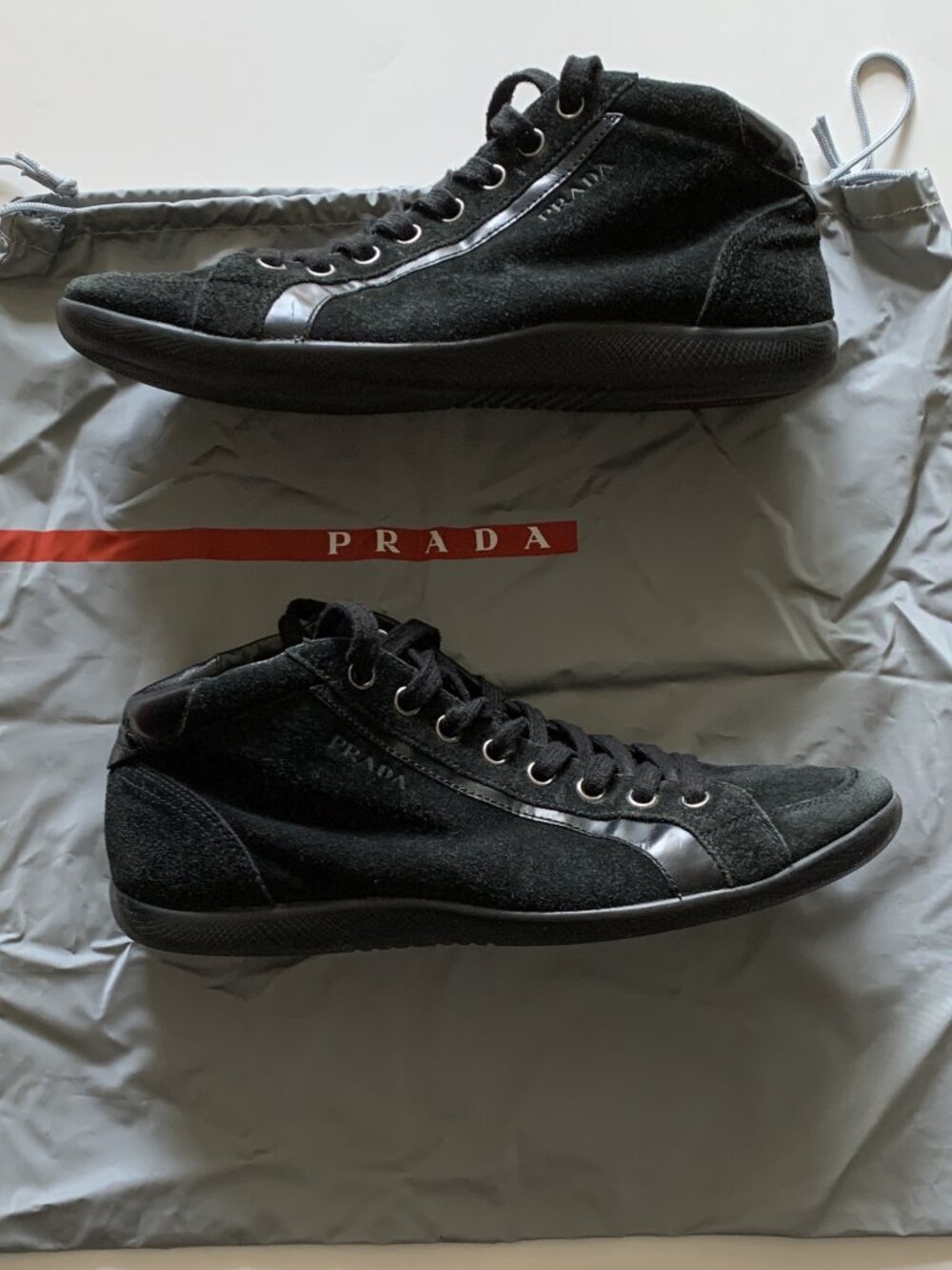 Prada Sneakers - Suede & Leather - High Top - Black - Men’s Size 11 (US) Shoes